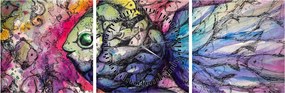 Obraz - Kolorowa rybka (z zegarem) (90x30 cm)