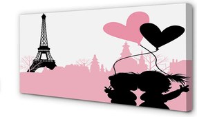 Obraz canvas na ścianę Serca nad Wieżą Eiffla