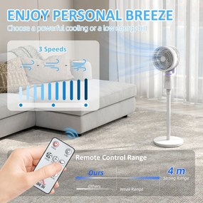 HOMCOM Wentylator stojący cyrkulator powietrza z 3 prędkościami, pilotem, timerem i oscylacją 70°+90° | Aosom PL