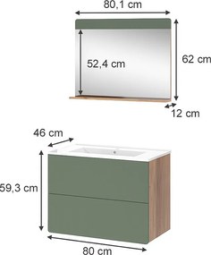 Zestaw mebli łazienkowych goldkraft dąb/zielony 80x46x59.3 izan