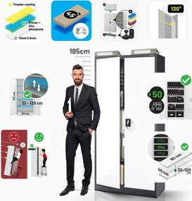 Szafa biurowa na dokumenty z 4 półkami antracytowo-biała, 900x1850x400 mm: JAN