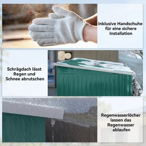 Outsunny Metalowy schowek do przechowywania narzędzi ogrodowych, z oknem, szerokie drzwi, 260 x 177 x 190 cm, zielony | Aosom PL