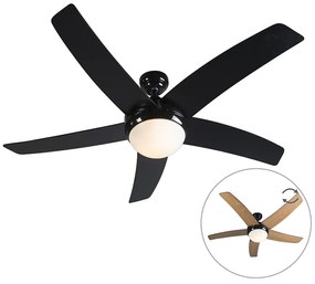 Wentylator sufitowy z lampa i pilotem czarny z pilotem - Cool 52 Nowoczesny Oswietlenie wewnetrzne