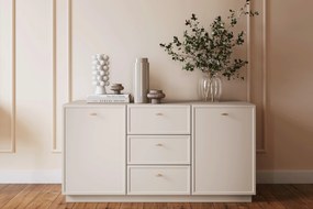 Komoda Lorini 150 cm z szufladami - kaszmir / złote uchwyty T-bar