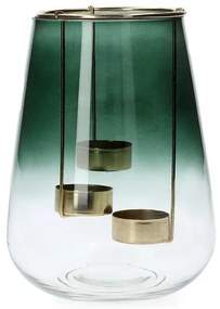 Lampion GALIA szklany z uchwytami na tealight zielony 15x20 cm HOMLA