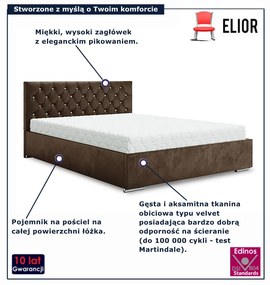 Brązowe tapicerowane łóżko 6 rozmiarów R8-P57