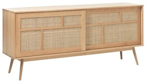 Niska komoda w dekorze dębu z drzwiami przesuwnymi w naturalnym kolorze 180x80 cm Barrali – Unique Furniture