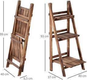 Stojak na kwiaty regał 3 półki drewno outsunny