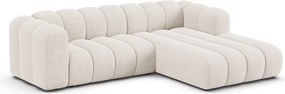 Kremowy narożnik z tkaniny szenilowej (prawostronny/z szezlongiem) Lupine – Micadoni