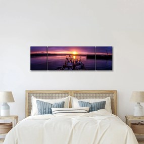 Obraz łodzi rybackich w porcie (170x50 cm)