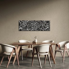 Obraz - Metaliczna abstrakcja (z zegarem) (90x30 cm)
