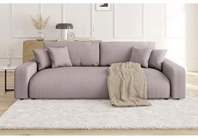 Jasnoróżowa sztruksowa rozkładana sofa ze schowkiem 234 cm Sara – Ropez