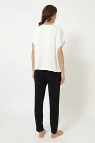 Damska bambusowa piżama CHIARA S Kremowy / Czarny