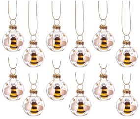Szklane bombki wykonane ręcznie zestaw 12 szt. ø 3 cm Bee Mini – Sass &amp; Belle