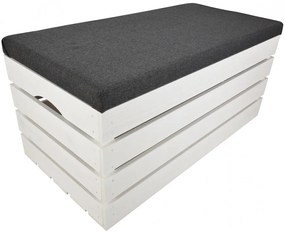Pufa kufer skrzynia drewniana sosnowa siedzisko 80cm malowana biała