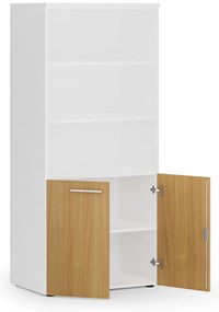 Szafa biurowa z drzwiami niskimi PRIMO WHITE, 800 x 500 x 1781 mm, biały/buk