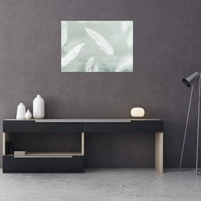 Obraz na szkle - Białe pióra (70x50 cm)