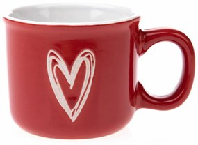 Świąteczny kubek ceramiczny Christmas heart II czerwony, 90 ml