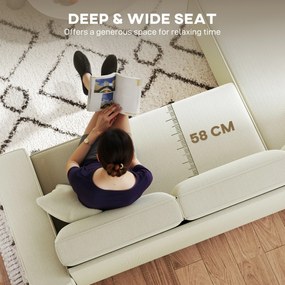 HOMCOM Narożnik 3-osobowy z Modułem Chaise Longue, Sofa do Salonu z Pokryciem Sztruksowym, 2 Dodatkowe Poduszki, Sofa Wypoczynkowa, Kremowy