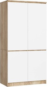 Szafa AKORD S90 4 drzwi Dąb Sonoma, Biała 90x51x180 cm