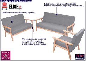 Jasnoszary zestaw wypoczynkowy w stylu vintage - Kifi 5X