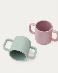 Jasnoróżowo-turkusowe silikonowe kubki dla dzieci zestaw 2 szt. Lili – Kave Home