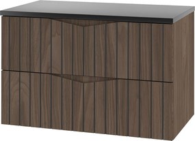 Zestaw Łazienkowy 80cm Szafka z Blatem Ryflowane Fronty Dąb Orzech Stella