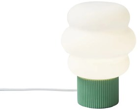 Lampa stołowa Japandi zielona ze szkłem opalowym 18 cm - Kumo