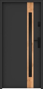 Drzwi wejściowe stalowe pełne i inox wys. 207 x szer. 100 cm - szkło dymione - antracyt i efekt dębu - grubość 55 mm - otwieranie lewostronne - BRAGA