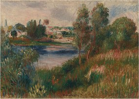 Obraz na szkle - Auguste Renoir, Landscape at Vetheuil, reprodukcje (70x50 cm)