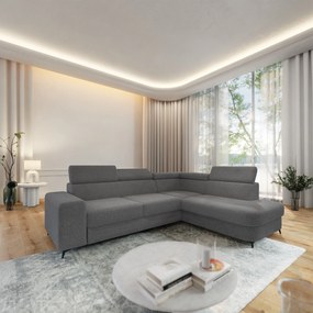 Masseno Narożnik ALVORO z funkcją spania i pojemnikiem na pościel Narozniki L, Rozkładana sofa - Szary, QUELLE 92
