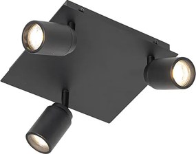 Nowoczesny reflektor łazienkowy czarny kwadratowy 3-światłowy IP44 - Ducha