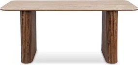 Stół Prostokątny ARAMIS 180 cm Trawertyn/Orzech Japandi
