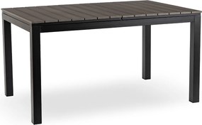 Zestaw Mebli Ogrodowych Stół ARGOS 140-180 cm Ciemnoszary Dąb/Czarny i 6x Fotel FRESNO Czarny Technorattan Nowoczesny