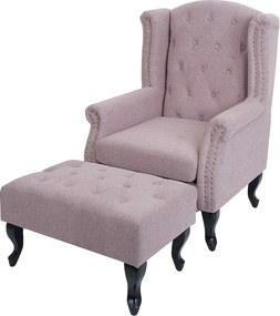 Fotel relaksacyjny Oxford,  jasnoróżowy z otomaną