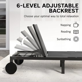 Outsunny Leżak Oddychający z 6-stopniową Regulacją Oparcia, Kółkami, Aluminiową Ramą | Aosom PL