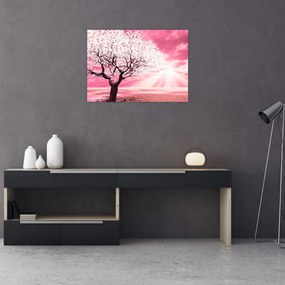 Różowy obraz drzewa (70x50 cm)