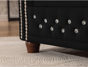 Czarny aksamitny rozkładany narożnik (prawostronny/w kształcie litery L) York Blik – Ropez