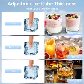 HOMCOM Maszyna do lodu, 45 kg/24h, stal nierdzewna, pod zabudowę lub wolnostojąca, srebrna | Aosom PL