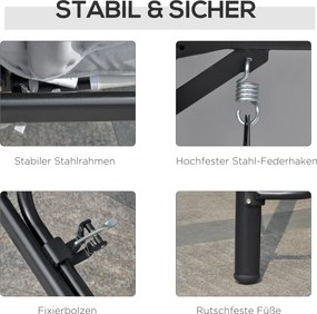 Outsunny huśtawka z dachem, huśtawka ogrodowa, Ławka bujana z funkcją leżenia, 3-osobowa, metal + poliester, biały, 209x114x170 cm