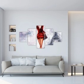 Obraz - Kobieta i wieża Eiffla (125x70 cm)