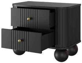 Zestaw szafek nocnych Vesper 56 cm - czarny / złote uchwyty / nogi kule