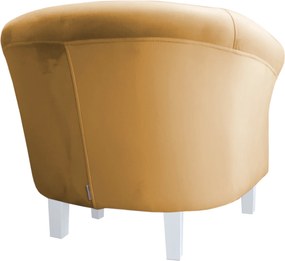 Fotel Milo tkanina Welur wygodny fotel tapicerowany do salonu i sypialni : Kolor nogi - Biała, Kolor tkaniny - VELVET - MG15, Wysokość nogi - 15 cm