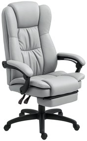 Vinsetto Obrotowy fotel biurowy z podnóżkiem, funkcją masażu, obszyty skórą ekologiczną, 68,5x68,5x113-121cm