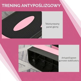 HOMCOM Stepper Aerobiczny, Regulowany, 80 x 31 x 10/15/20 cm, do 150 kg, Czarny/Różowy/Szary