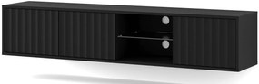 Frezowana czarna wisząca szafka pod tv P6-S73