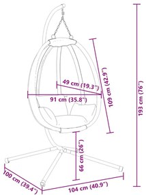 Wiszące krzesło kokon ze stojakiem w kolorze taupe - Syntia 3X