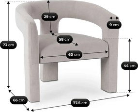 Szary fotel welurowy w stylu nowoczesnym P2-N86