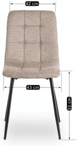 Zestaw Stół Prostokątny VETTEL 120 cm Dąb Złoty/Czarny i 4 Krzesła Tapicerowane PERU 2 Beżowe Nowoczesne Loft