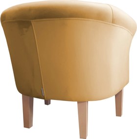 Fotel Milo tkanina Welur wygodny fotel tapicerowany do salonu i sypialni : Kolor nogi - Drewno, Kolor tkaniny - VELVET - MG15, Wysokość nogi - 20 cm